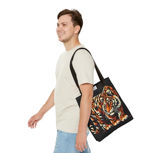 Premium Orange and Black Camouflage Tiger Tote Bag with Reinforced Stitching3