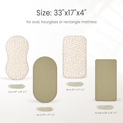 Image of lulumoon Muslin Bassinet Sheets Baby: Cotton Bassinet Sheets Fitted for Boys and Girls - Bassinet Mattress Sheets for Oval Rectangle or Hourglass