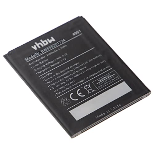 vhbw Batterie Compatible avec Wiko Tommy 1, 2 Smartphone (2500mAh, 3,7V, Li-polymère)