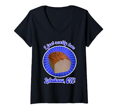 Damen Leberkäse, I just really love Lebakaas, Bayrisch, T-Shirt T-Shirt mit V-Ausschnitt
