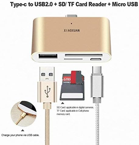 High Speed USB 3.1 Type-C SD Card Reader Adapter Android Phones TF Card for New MacBook/Huawei MateBook/Huawei P9/Windows(Gold)