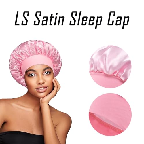 4 Stück Seidenhaube,zum Schlafen,Schlafhaube Seide,Bonnet Sleep cap,Haare Schützen,Haarschutz,für die Nacht,Schlafensatin,Verstellbar Haarhaube,Haargummis,Schlaf Atmungsaktive Schlafkappe Duschhauben