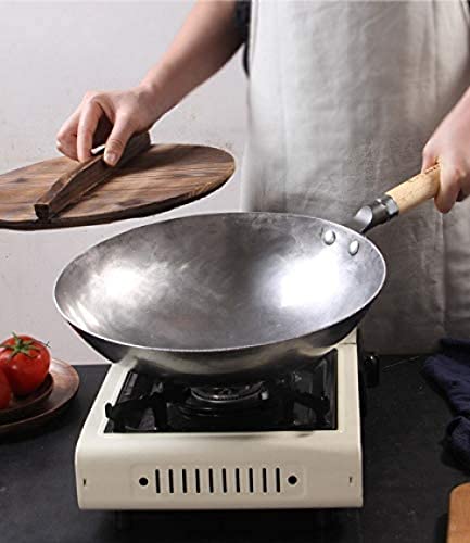 Wok de hierro artesanal con mango 12in miniatura 3