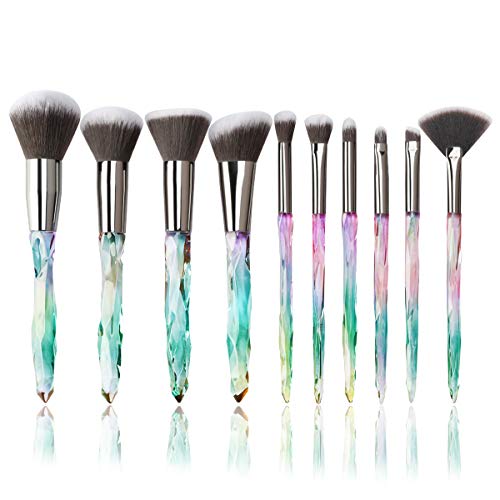 Adpartner 10PCS Makeup Brushes Popular Crystal Style Makeup Brush Set, Premium Synthetic Bristles Cosmetic Brush Professional Face Foundation Concealer Blush Eye Shadow Makeup Tools