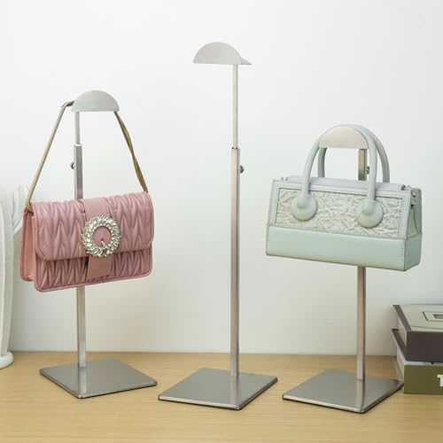 CHANJEYION Purse Display Stand 3PCS Handbag Stands Metal Bag Organizer Stainless Steel Hanging Hook Stands Adjustable Height Home Store Boutique Counter Vendors More Thickened Base by CHANJEYION - Image 4