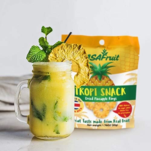 TropiSnack Simply Natural Dried Pineapple Tidbits No Sugar Added Gluten Free Fat free Vegan Kosher 4 pack 1.76 oz each