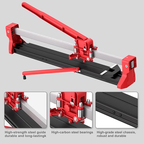 SHIJING 24-inch Tile Cutter,Cortadora de Ceramica with Red laser, Steel guide rails,Tungsten Carbide Cutting Wheel - Tile Cutter Tool for Ceramic, Porcelain - Installers &DIY