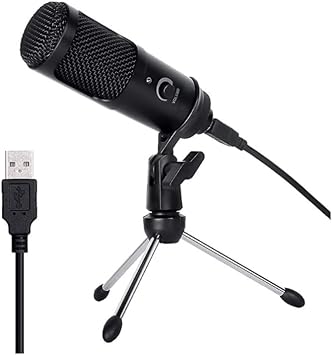 USB Microphone • Metal Condenser Recording • Microphone Tripod • For Laptop Mac or Windows • Cardioid Studio Recording Vocals, Voice Over, Streaming, YouTube Video