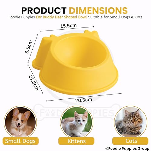 Image of Foodie Puppies Pet Feeding Tilted Cat Bowl - (Ear Buddy Deer Shape) | Durable, Anti Vomiting, Healthy Cat Feeder for Persian Cat Prevent Tipping Over | Elevated Bowl for Cats, Kittens & Puppies
