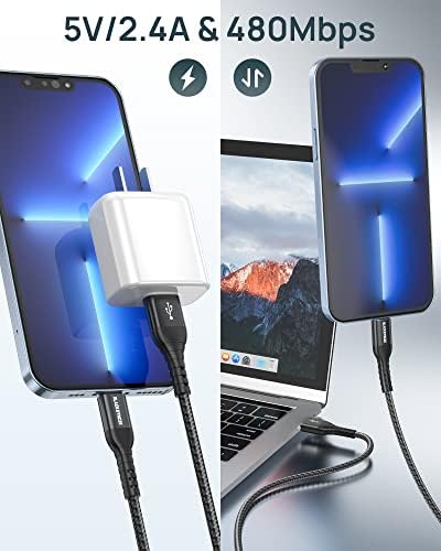 BLACKSYNCZE iPhone Charger Cable, [MFi Certified] 2Pack 2M/6.6FT Lightning Cable Nylon Braided Fast Charging Cable Lead Compatible with iPhone 11 12 13 Pro Max Mini XR XS X 8 7 6 Plus and more, Black