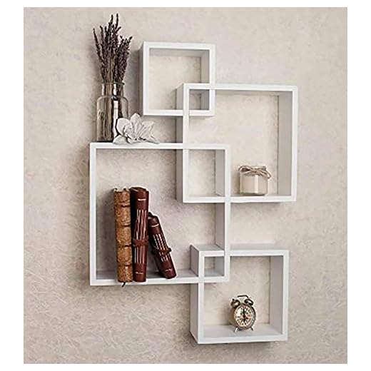Apogee Wooden Intersecting Wall Mounted Shelf/Floating Shelves/Racks for Home Decor Living Room | Hall | Drawing Room | Office. Set of 4 | (MDF Colour - White)