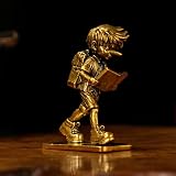 CHOVY 100% Solid Brass Pinocchio Figurine, Handcrafted Pinocchio Reading Statue, Nostalgic Wooden Puppet Home Accent for Shelf & Office, Unique Gift for Classic Story Lovers & Collectors