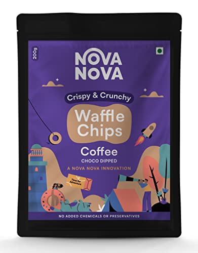 Image of NOVANOVA Waffle Chips - Coffee Choco Dipped | 100% Eggless | No Added Preservatives | Freshly Baked For Your Order | Pack Of 1, 200 Gm