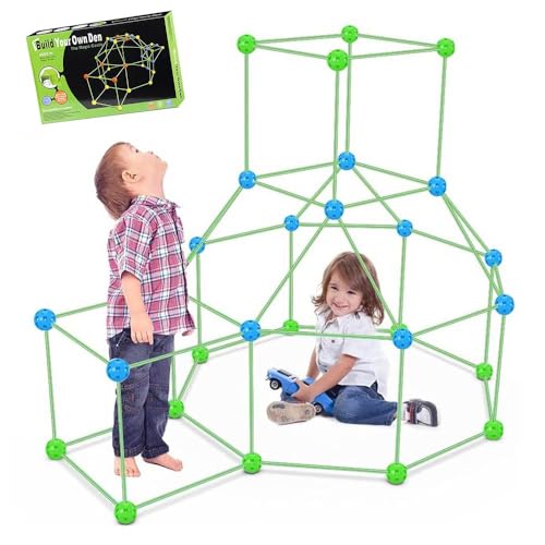 SHOP-STORY - MAGICASTLE : Kit de Construction Modulable de Cabanes Fusée Igloos pour Enfants - 175 Pièces Fluorescentes - Facile à Assembler