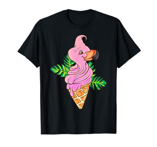 Flamingo Funny Ice Cream Kawaii Maglietta