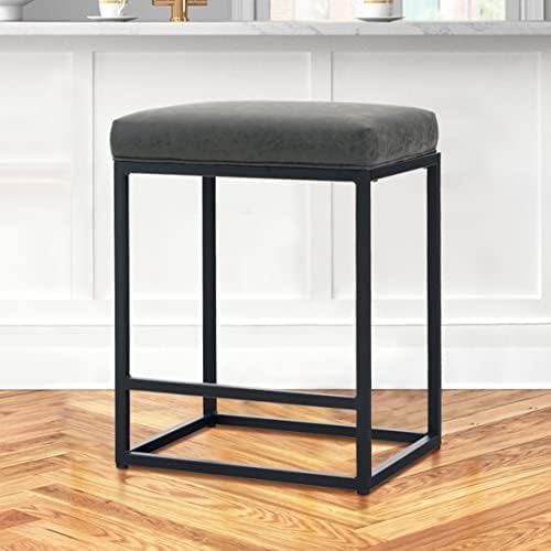 ALPHA HOME Bar Stools Set of 2 Black, 30 Inch Counter Height Bar Stool with Footrest, PU Leather Bar Chair Backless, Kitchen Bar Stools Dining Cafe Bar Chair with Thick Cushion and Sturdy Metal Frame