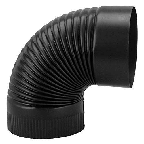 Codo corrugado para tubería de estufa negra, 24 ga., 8 pulgadas.