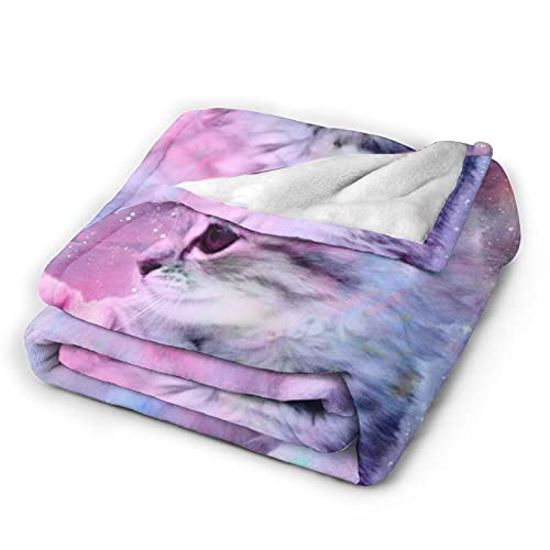 Galaxy Cute Cat Throw Blanket Soft Lightweight Warm Flannel Comfort Gift Throws Bedding For Home Bed Sofa Couch Travel #TOP1