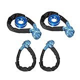 Package includes: 4pcs Synthetic Soft Shackles Rope with Protective Sleeves + 2pcs Recovery Rings Fitment: Suitable for soft shackle with 3/8" or 1/2" winch ropes for Off-Road Recovery, Marine, Farming, Industrial, Mining. Features: Comes with protec...