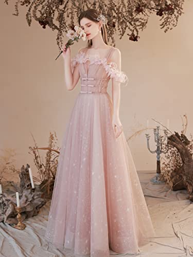 Sz1024 New Sparkling Lace Mesh Flower Decoration Prom Long Dresses Women Evening Dress Lace-Up Back Birthday Women Prom Dress Party Gowns Sweet Elegant Formal Evening Dress Party Wedding Dresses (2) #TOP3