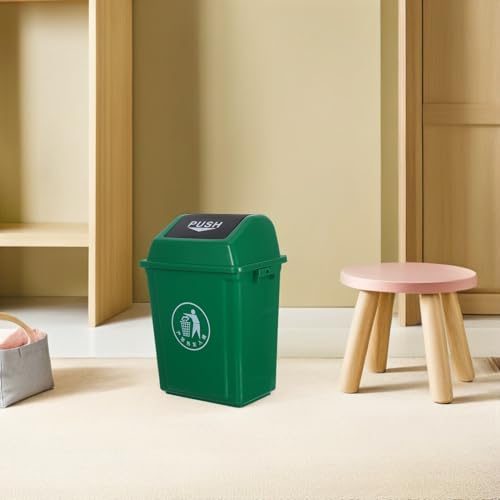 Didiseaon bote de basura plástico con tapa oscilante 10 L verde miniatura 6