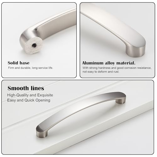 Image of 2 Pack Cabinet Pulls Brushed 5.04 Inch Drawer Pulls Aluminum Alloy Arch Kitchen Cabinet Handle and Pulls Cabinet Hardware for Dresser Cupboard Wardrobe Bathroom Kitchen