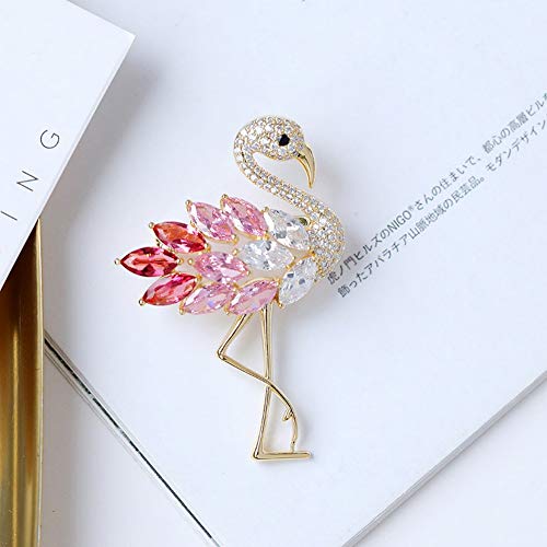 Skzkk Colourful Flamingo Brooches Diamond Broaches For Women Crystal Rhinestone Animal Pins Colorful Diamond Party Vintage Womens Jewelry #TOP1