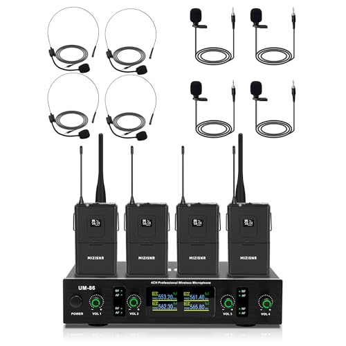 MIZISNR Wireless Lavalier Microphone System with Headset & Lapel Mics,
