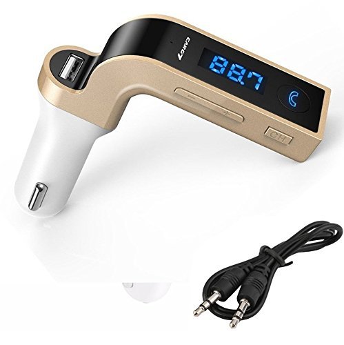 Roadi (Gold) Car-G7 Car Charger Bluetooth Car MP3 FM Transmitter EDR Car charger With TF/USB flash drives 3.5mm Audio Device TF Card Slot for iPhone 6s 6s Plus iPhone 6 6 Plus, Samsung, iPad, HTC.
