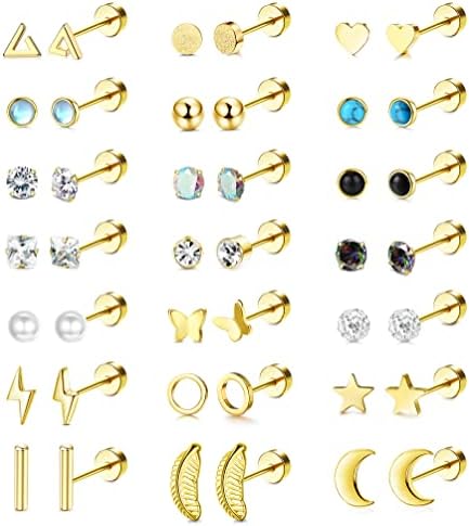 ZXTGBQ 12 Paar Ohrringe Set Schwarz - Unisex Piercing Schmuck