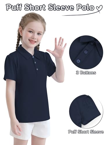 QBK 2T to Youth Girls' Puff Short Sleeve Polo Toddler School Uniform Pique Polo Kids Collared Golf Shirt2