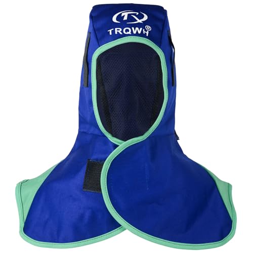 Image of TRQWH Welding Hood Neck Protection - Heat and Abrasion Resistant Protective Head Cover, Welding Caps with Neck Shoulder Drape (Blue)