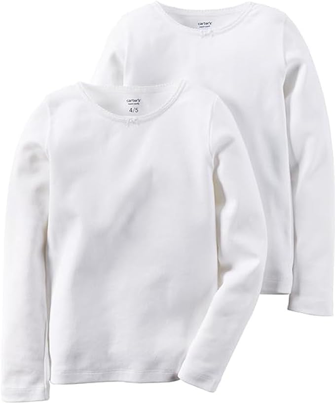 Carter's Girls' 2-Pack Cotton Longs sleeve Undershirts2