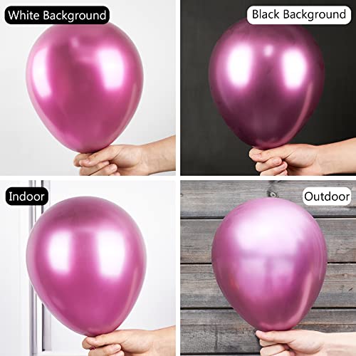 Image of PartyWoo Metallic Hot Pink Balloons 50pcs Dark Pink Magenta Fuchsia Color