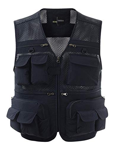 Gihuo Men's Summer Leisure Outdoor Pockets Fish Photo Journalist Vest Plus Size