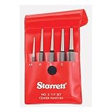 Starrett Steel Center Punch with Round Shank and Knurled Finger Grip - Hardened and Tempered Steel,