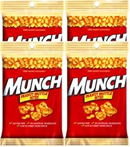 NEW Munch Pure Peanut Goodness Brittle Bites- 4.0 Oz. On The Go Bag (4)