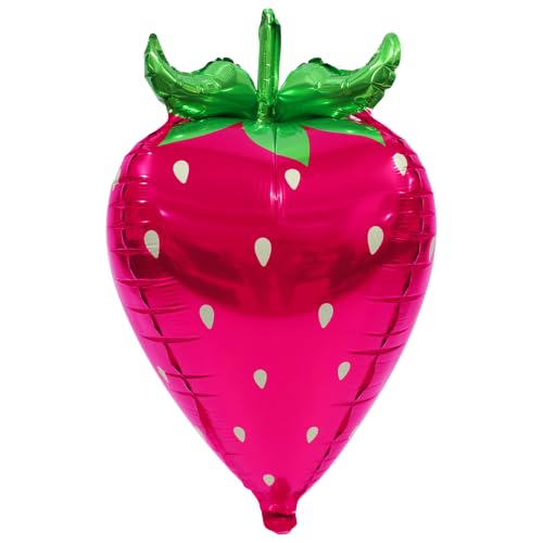 Image of 4D Lovely Pink Strawberry Foil Balloon Cute Fruit Balloons For Birthday Baby Shower Wedding Party Decoration Supplies
