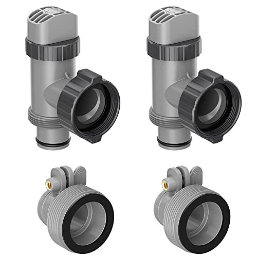 Shapon Type B Hose Adapter With Plunger Valve For Intex Pool Parts, Replacement 1.25" To 1.5" Pool Hose Adapter B & On/Off Plunger Valve For Above Ground Swimming Pool And Pool Filter Pump (4 Pack) #TOP12
