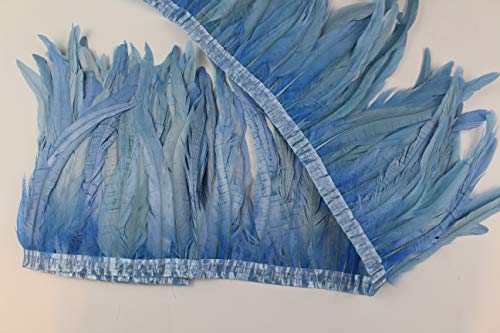 9 Color 2 Yard Long,8-10 inch Height Rooster Coque Feather Fringe Trim, for Skirt Dress Costume Roster Feather Trim (Baby Blue Color)