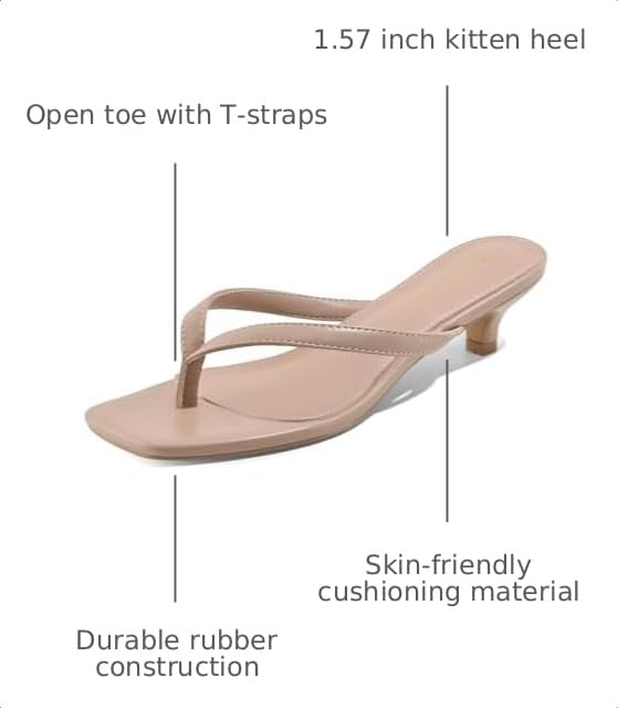 Image of Women's Flip-Flops Kitten Heels Thong Sandals For Women Square Toe Slip On Fashion Summer Dress Sandals