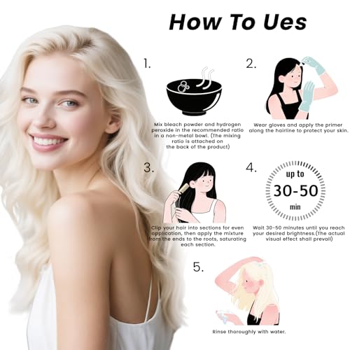 image for IIIMEIDU Hair Bleach, Professional Grade Bleach for Hair, Mild Bleach 