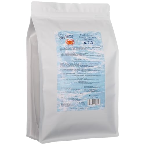 Organic Crab Meal Fertilizer 4-2-0 | 18% Calcium | Natural Soil Amendment for Garden, Lawn, and Flower Beds | Improves Soil Health & Boosts Plant Growth (5 Pounds)