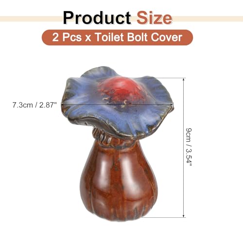 Cache-boulons de toilettes céramique forme champignon marron marine 7,3x9cm - 3
