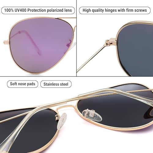 Image of Pro Acme Aviator Sunglasses for Men Women Classic Polarized UV400 Protection