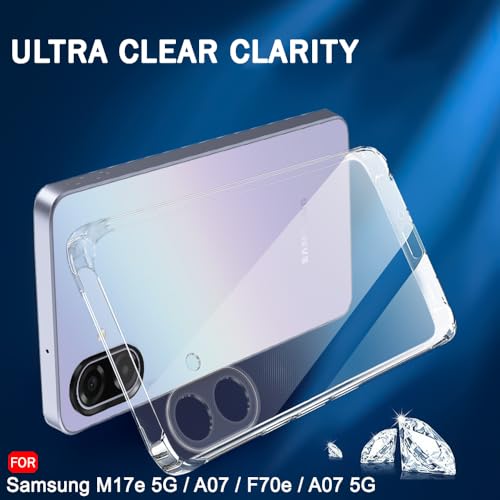 Image of TheGiftKart Back Cover Soft Case for Samsung Galaxy M17e 5G / A07 / F70e / A07 5G | Best Camera Protection | Inbuilt Dust Plugs & Anti-Slip Grip | Ultra Clear Slim Cover Case (Silicone, Transparent)