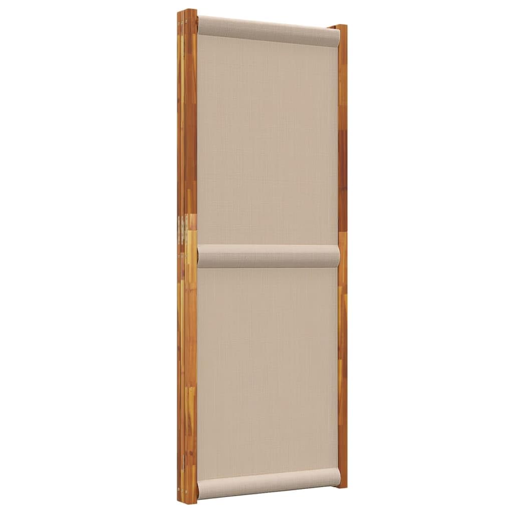 Biombo de madera de acacia topo, 3 piezas, 210 x 180 cm, textileno, protección visual para interior y exterior, plegable, para privacidad