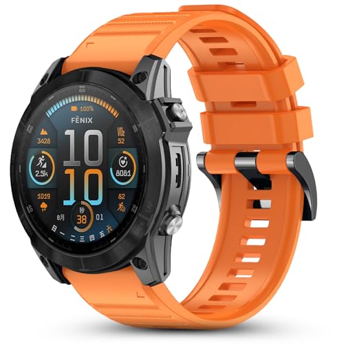 CHULN 22mm Correa Compatible con Garmin Fenix 8 47mm/Fenix 7 Pro/Fenix 7/Fenix 6/Fenix 6 Pro/Fenix 5/Fenix 5 Plus, Ajustable Reloj Correa de Suave Silicona de Repuesto para Smartwatch.(No host)