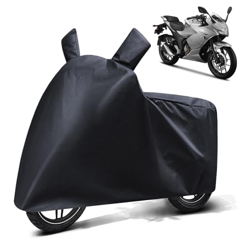 Image of FABTEC Waterproof Bike Body Cover Compatible with Suzuki Gixxer 250, A3 (Black)