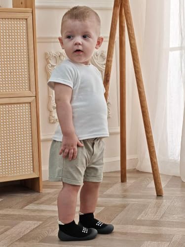 Image of Hstyle Baby Sock Shoes Toddler Boys Walking Shoes Infant Slippers Sneakers | Non-Slip,Soft Rubber Sole,Lightweight,1st Birthday Gifts for Baby Boys Girls